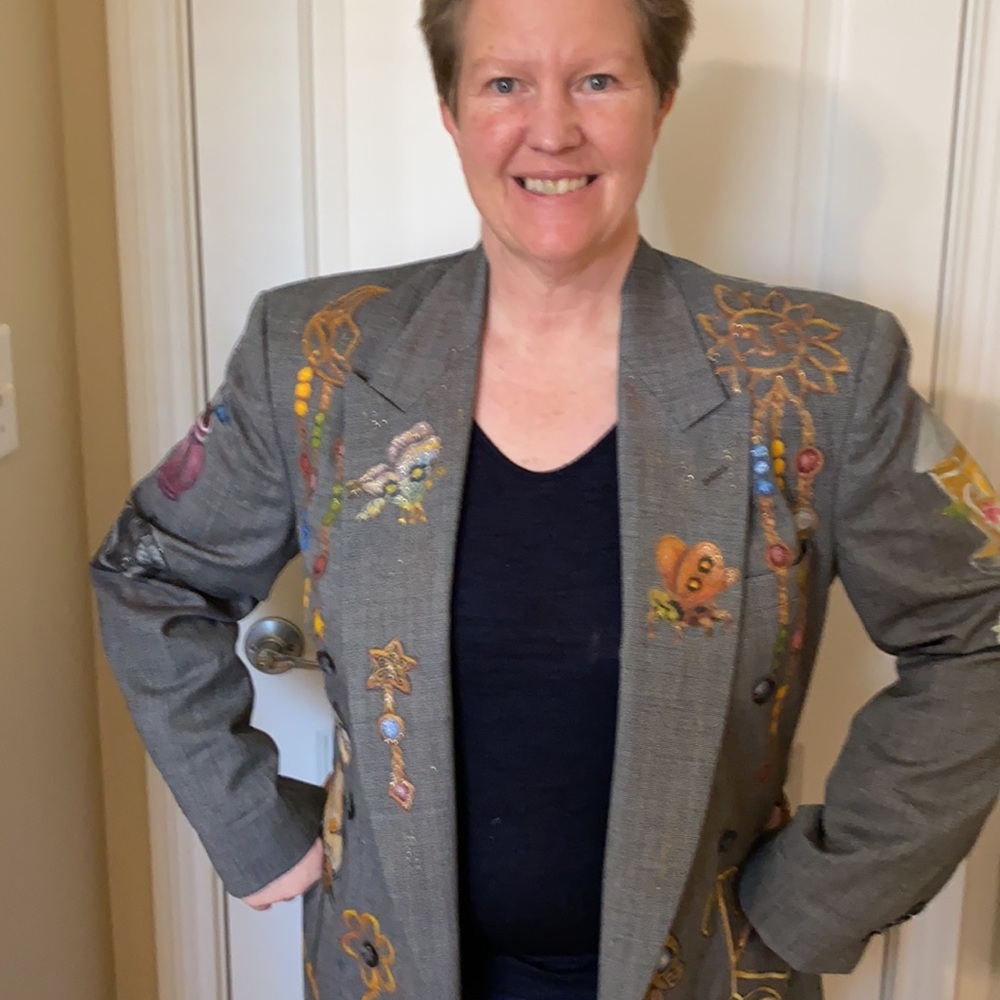 Large Hand Painted Unique Jacket - image 2